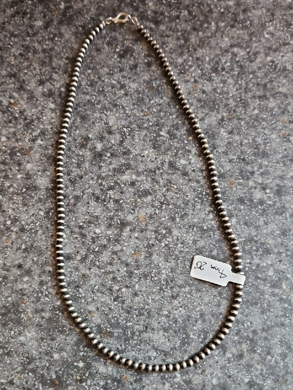 20" Navajo Pearl 4mm Sterling Beaded Necklace